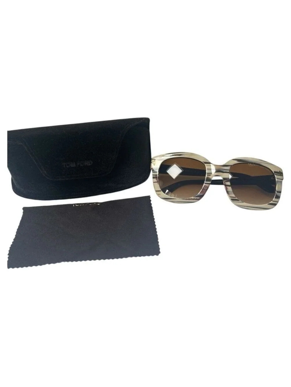 Tom Ford CHRISTOPHE Sunglasses Ivory Black Frame Brown Lens FT279 25F 53-23 140